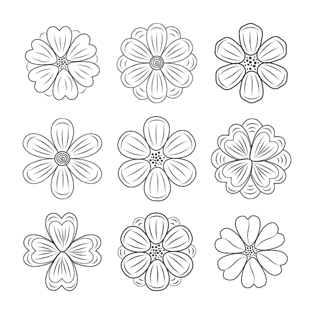 Dibujado a mano doodle flores botánico floral tropical ramas doodle símbolo floral