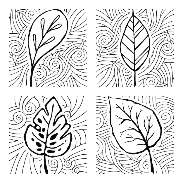 Dibujado a mano doodle leaf pattern background