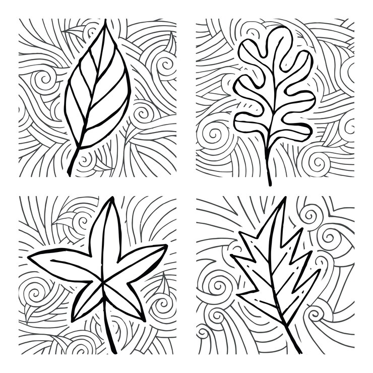 Dibujado a mano Doodle Leaf Pattern set