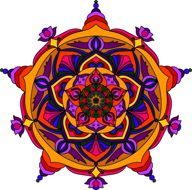 Dibujado a mano doodle mandala Ornamento colorido étnico