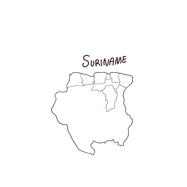 Dibujado a mano Doodle Mapa de Surinam Vector Ilustración