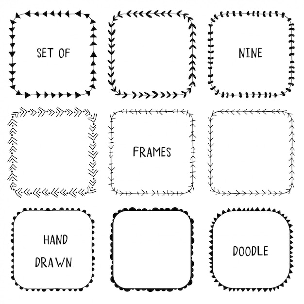 Dibujado a mano doodle de marcos ornamentales.