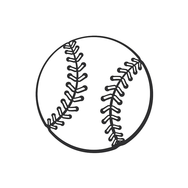 Dibujado a mano doodle de pelota de béisbol Equipo deportivo Dibujo de dibujos animados Ilustración vectorial