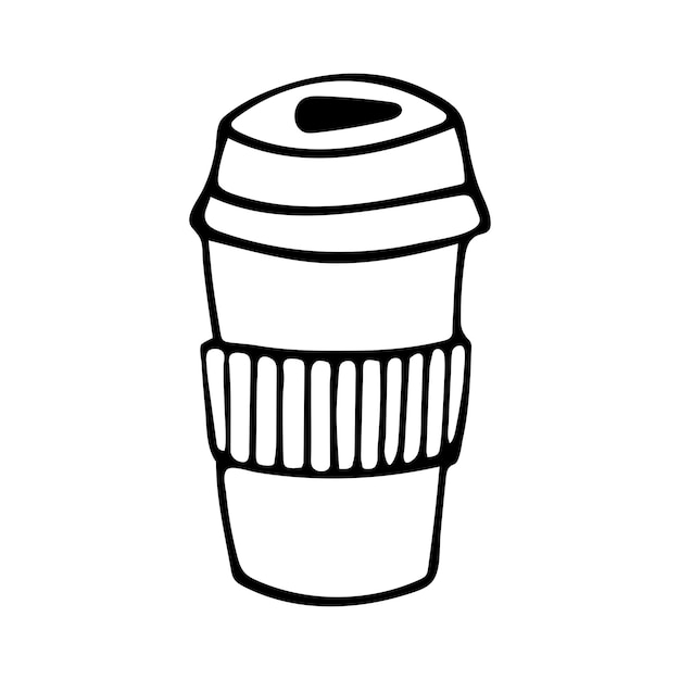 Dibujado a mano doodle taza de café Vector taza de papel Esquema