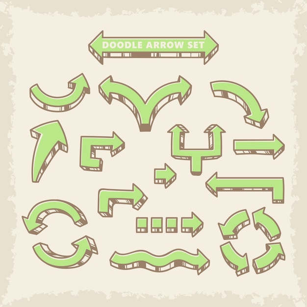 Dibujado a mano doodle vector flechas conjunto