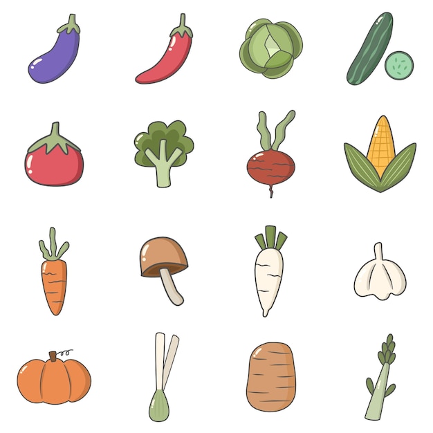 Vector dibujado a mano doodle verduras clip art