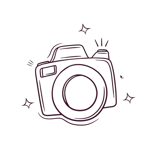 Dibujado a mano DSLR Cámara Doodle Vector Sketch Ilustración