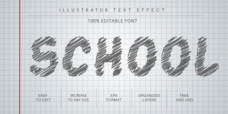 Vector dibujado a mano efecto de texto editable, estilo de fuente