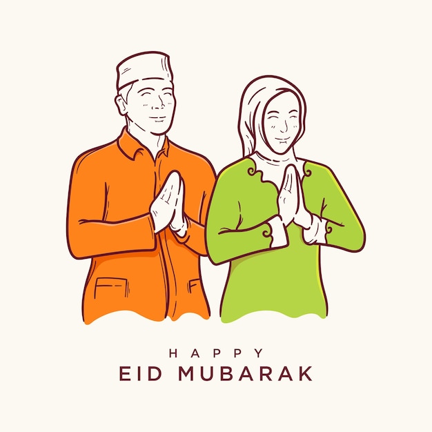 Vector dibujado a mano eid mubarak