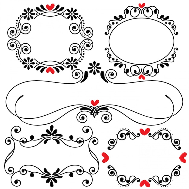 Dibujado a mano esbozada línea frontera boda arte vector ilustración