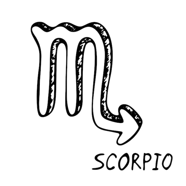 Dibujado a mano escorpio signo del zodiaco Símbolo esotérico garabato Astrología clipart Elemento para el diseño