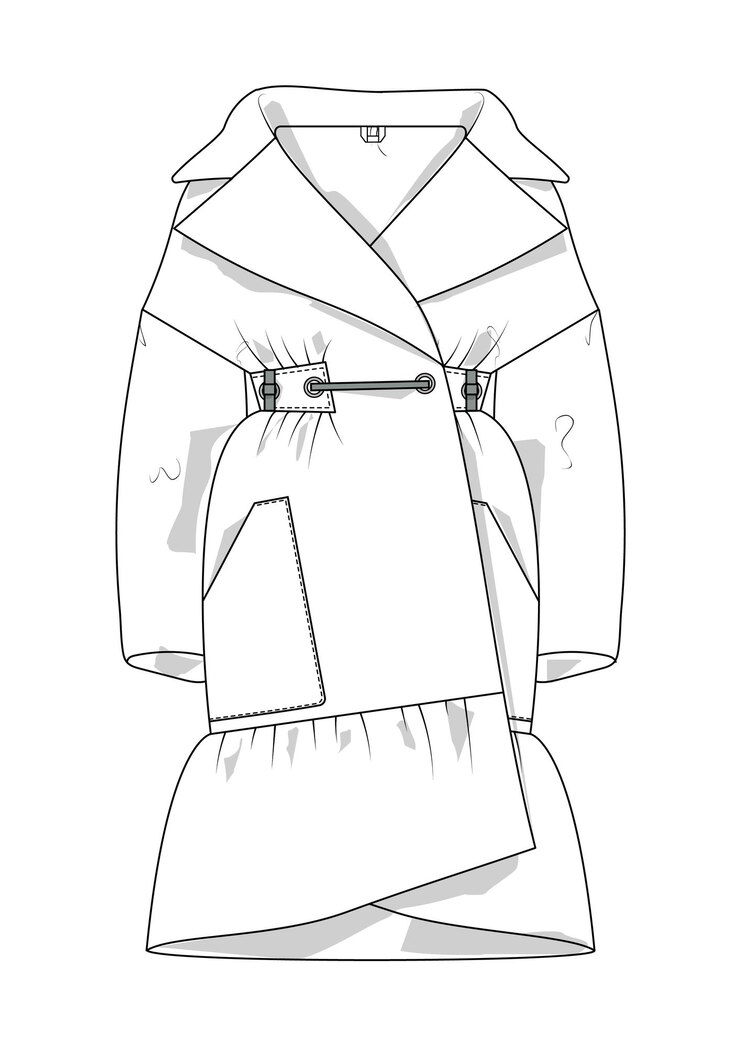 Vector dibujado a mano estilo de moda boceto tela abajo chaquetas contorno ilustración