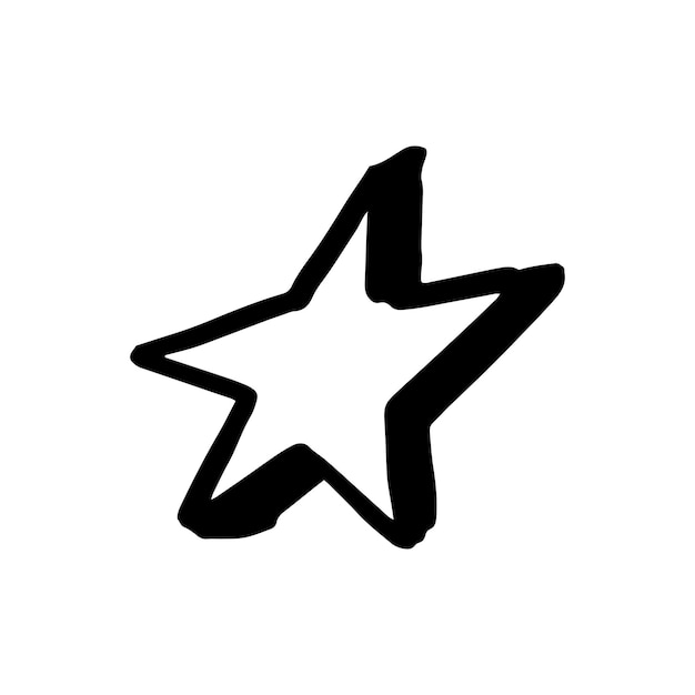 Dibujado a mano una estrella Icono de estilo de garabato simple Única estrella vectorial pintada descuidada Negro aislado en un fondo blanco