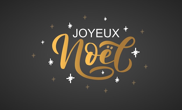 Vector dibujado a mano feliz navidad en francés tarjeta insignia icono tipografía letras feliz navidad en
