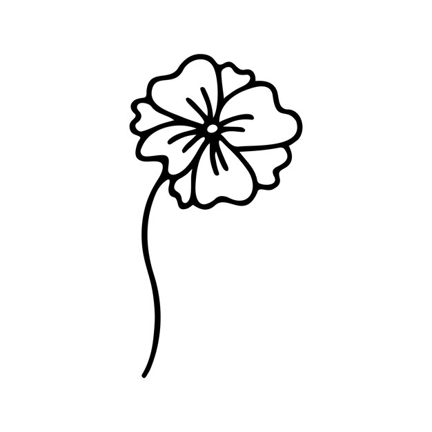 Dibujado a mano floral a base de hierbas clipart Vector de doodle de una línea