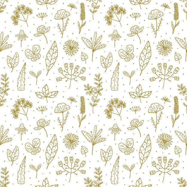 Dibujado a mano floral doodle de patrones sin fisuras