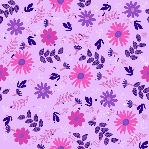 Vector dibujado a mano flores coloridas floral de fondo sin fisuras