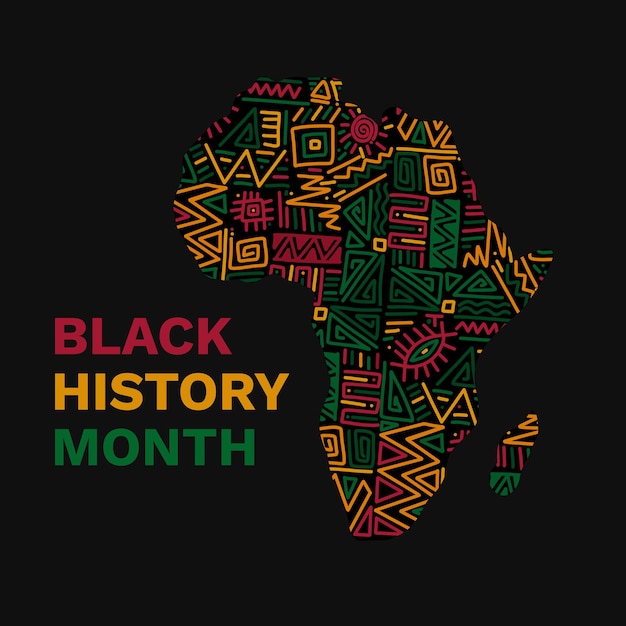 Vector dibujado a mano fondo con patrón de mapa africano mes de la historia negra