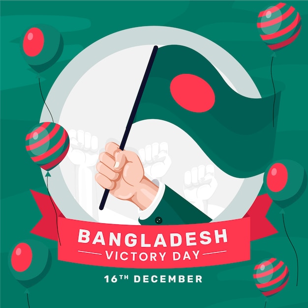 Vector dibujado a mano fondo plano del día de la victoria de bangladesh