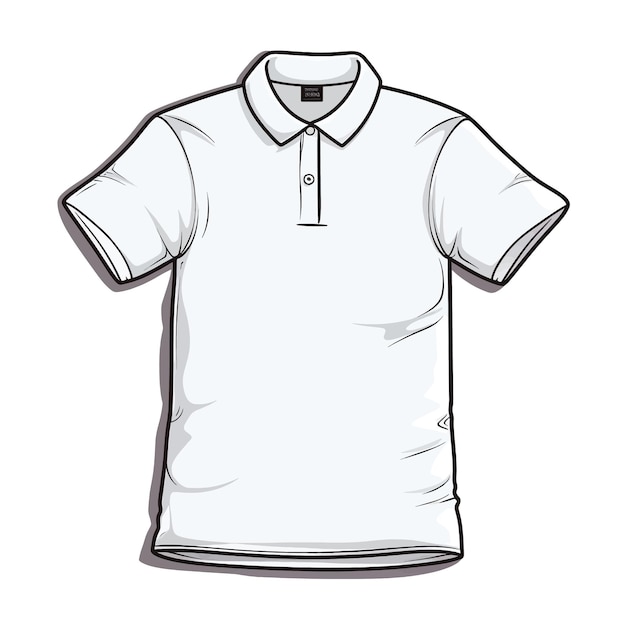 Vector dibujado a mano frente de la camiseta de polo básica ilustración vectorial de dibujos animados clipart fondo blanco