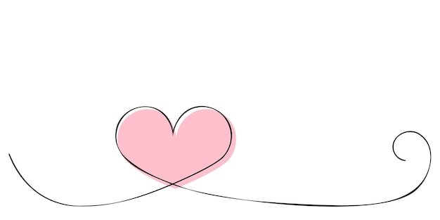 Dibujado a mano garabato corazón arte banner Símbolo de amor abstracto Dibujo de arte de línea continua sin costura
