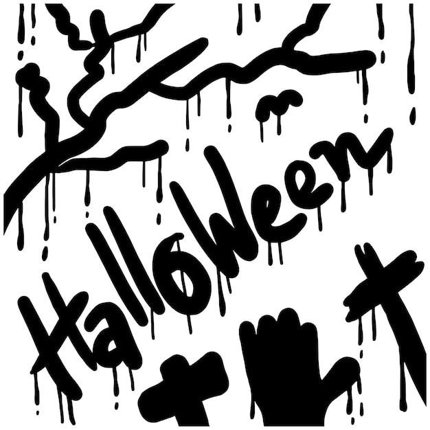 Dibujado a mano graffiti halloween doodle set banner y crianza