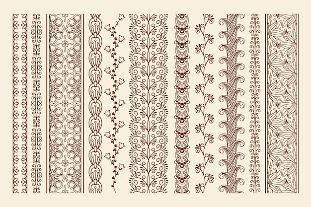 Dibujado a mano henna mehndi tatuaje doodle fronteras