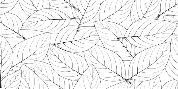 Vector dibujado a mano hojas de patrones sin fisuras