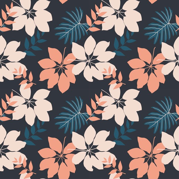Dibujado a mano hojas tropicales de patrones sin fisuras para tela decorativa, impresión textil o papel tapiz
