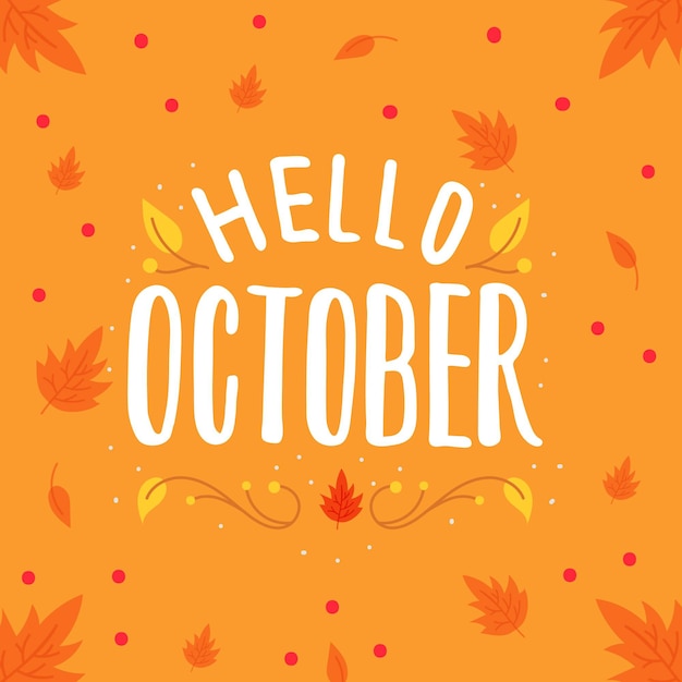 Dibujado a mano hola letras de octubre
