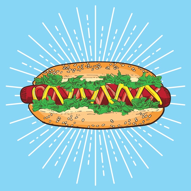 Dibujado a mano Hotdog