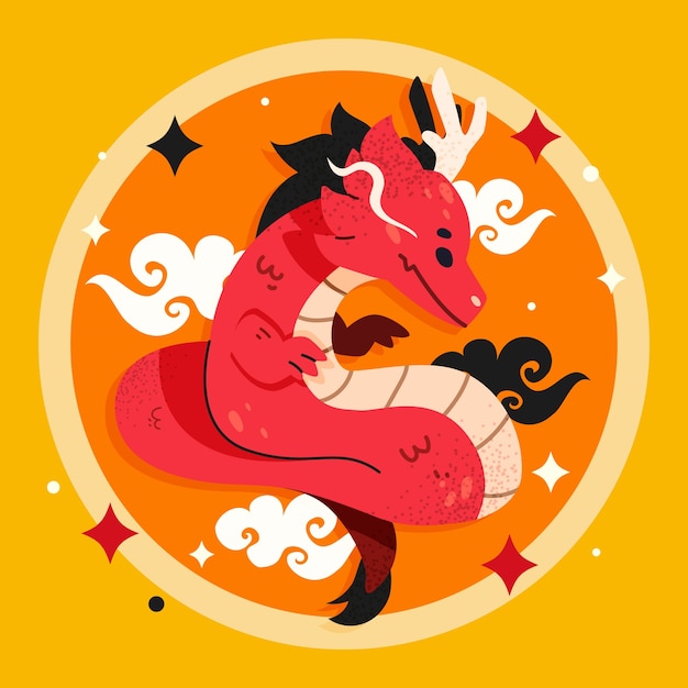 Vector dibujado a mano ilustración de animales del zodiaco chino