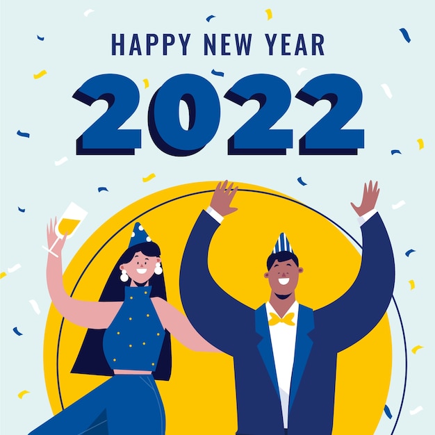 Dibujado a mano ilustración de año nuevo