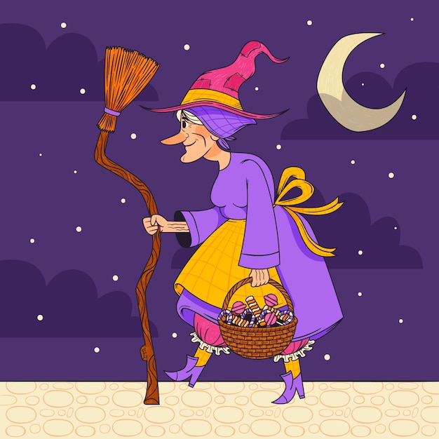 Dibujado a mano ilustración de befana