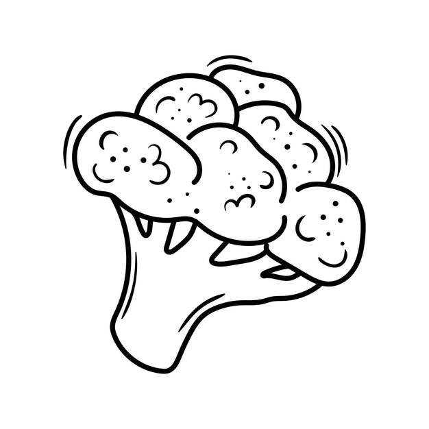 Dibujado a mano ilustración de boceto de brócoli Doodle alimento de supermercado Esquema de dibujo vegetal
