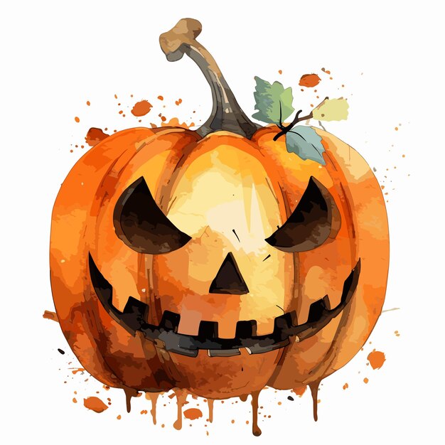 dibujado a mano ilustración de calabaza de halloween plana calabaza de halloween aislada sobre fondo blanco