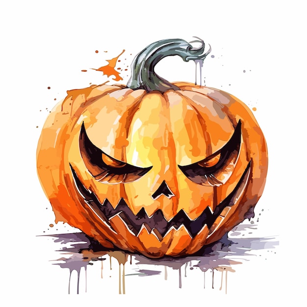 Vector dibujado a mano ilustración de calabaza de halloween plana calabaza de halloween aislada sobre fondo blanco