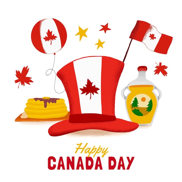 Vector dibujado a mano ilustración de celebración del día de canadá