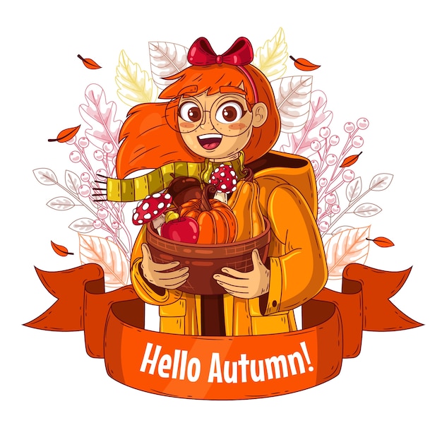 Vector dibujado a mano ilustración de celebración de otoño