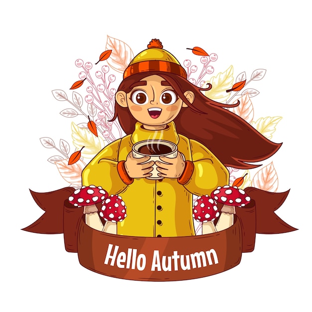 Vector dibujado a mano ilustración de celebración de otoño