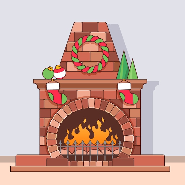 Vector dibujado a mano ilustración de chimenea de dibujos animados