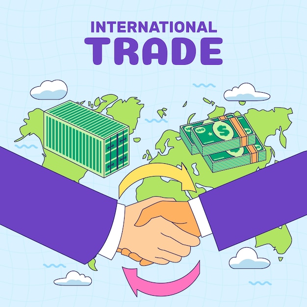 Dibujado a mano ilustración de comercio internacional