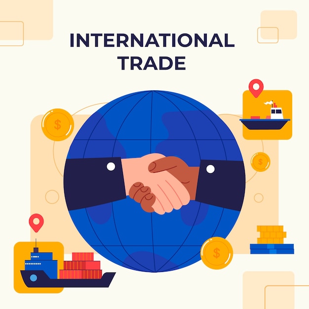 Dibujado a mano ilustración de comercio internacional