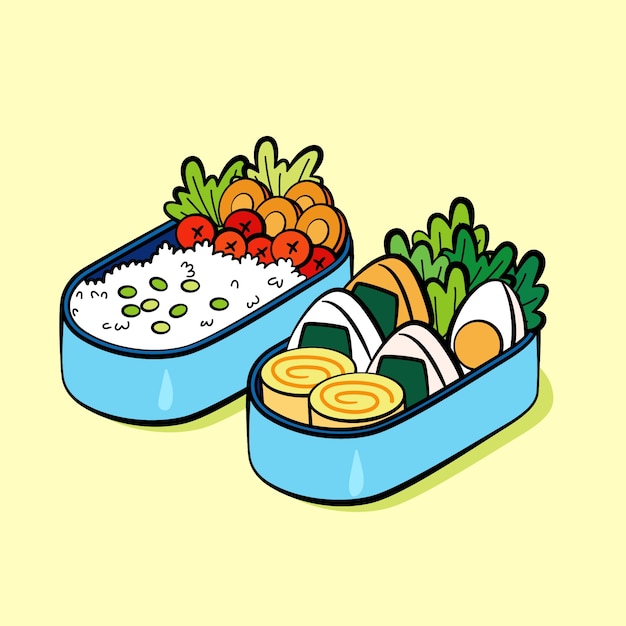 Dibujado a mano ilustración de comida japonesa de diseño plano