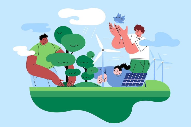 Vector dibujado a mano ilustración de concepto de cambio climático plano