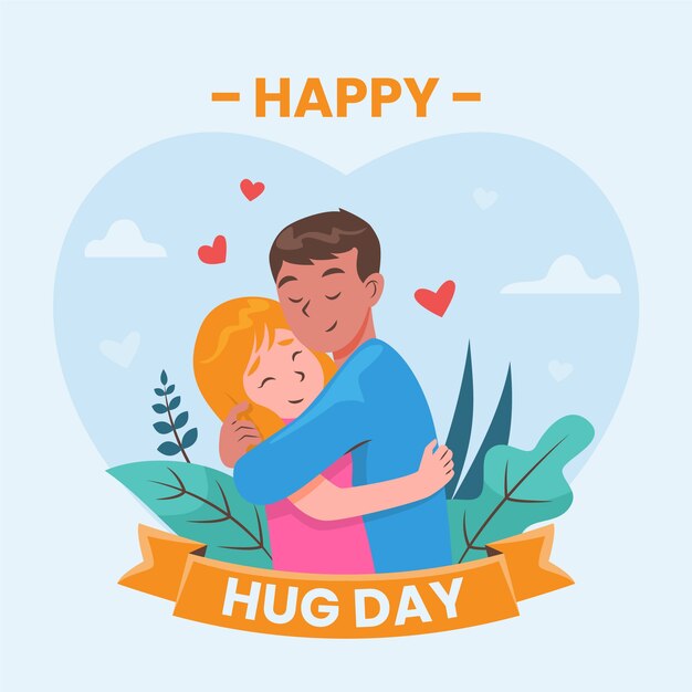 Vector dibujado a mano ilustración de día de abrazo plano