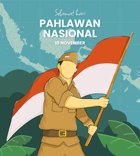 Dibujado a mano ilustración del día de los héroes de pahlawan