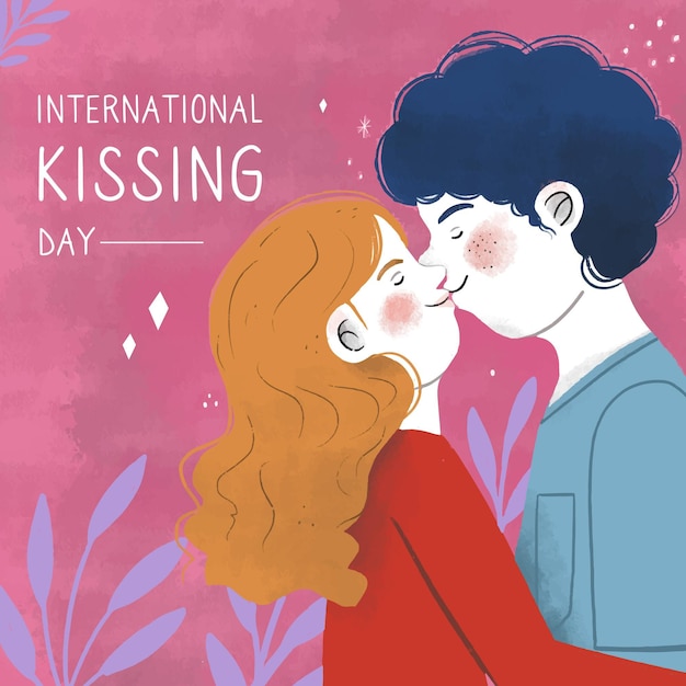 Vector dibujado a mano ilustración del día internacional del beso