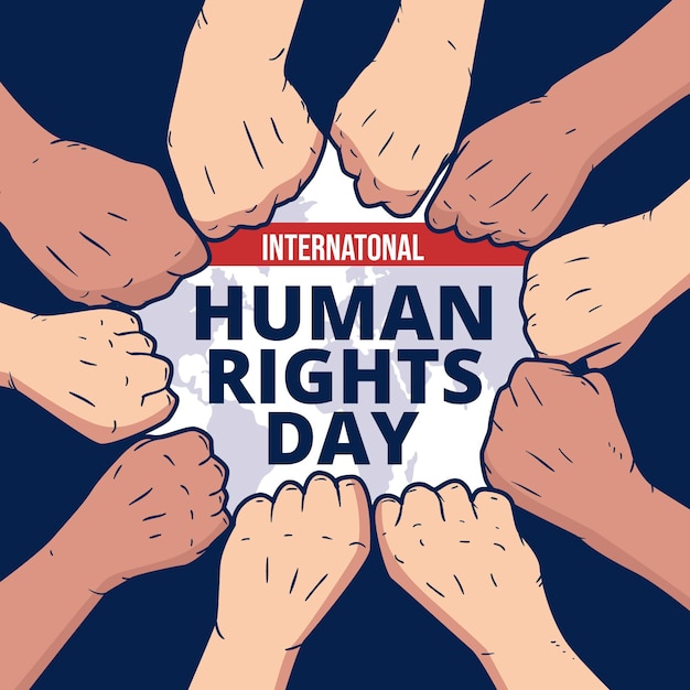 Vector dibujado a mano ilustración del día internacional de los derechos humanos