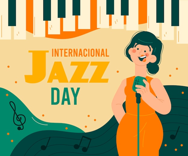 Dibujado a mano ilustración del día internacional del jazz